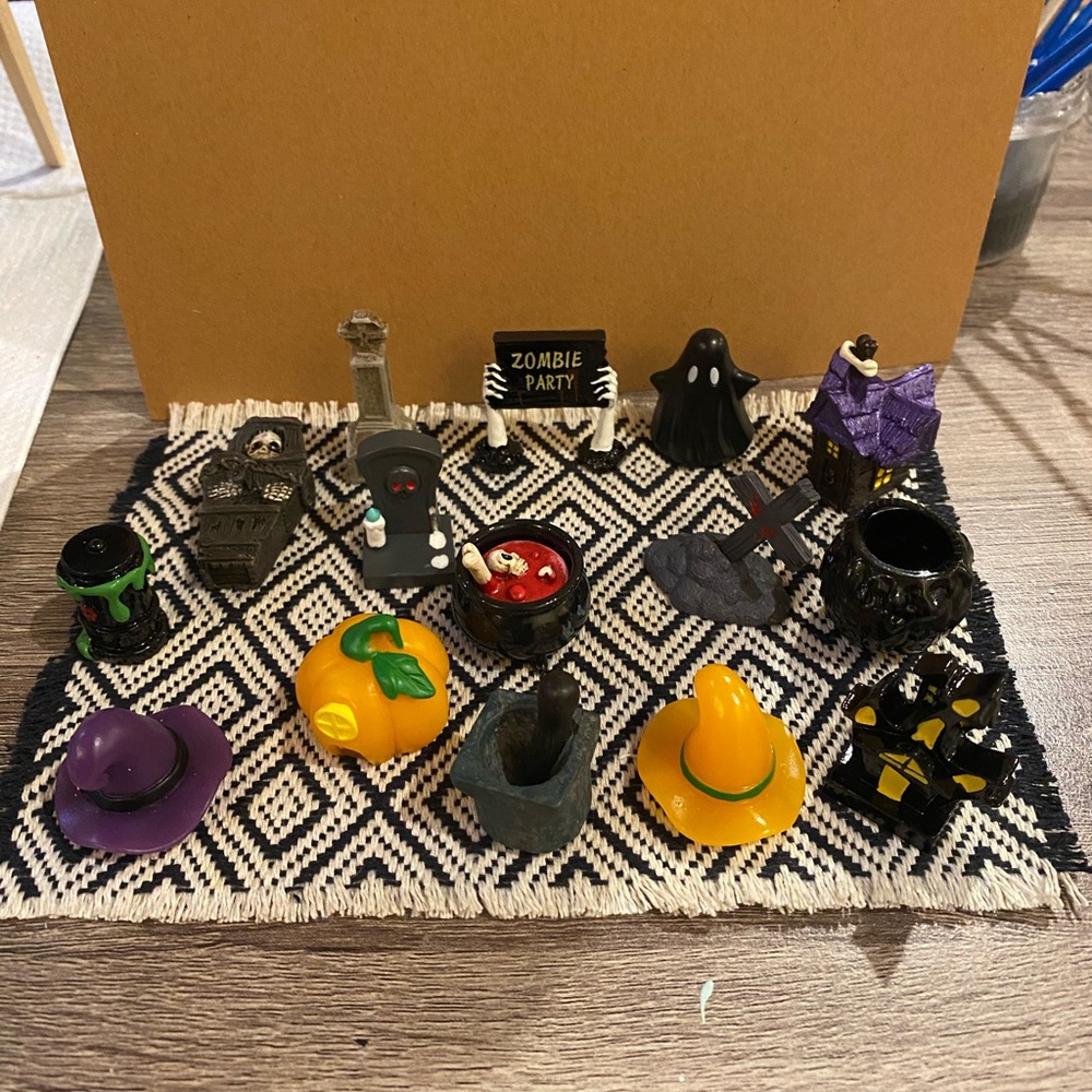 Dollhouse Halloween Miniature Set with Black and Orange Accents
